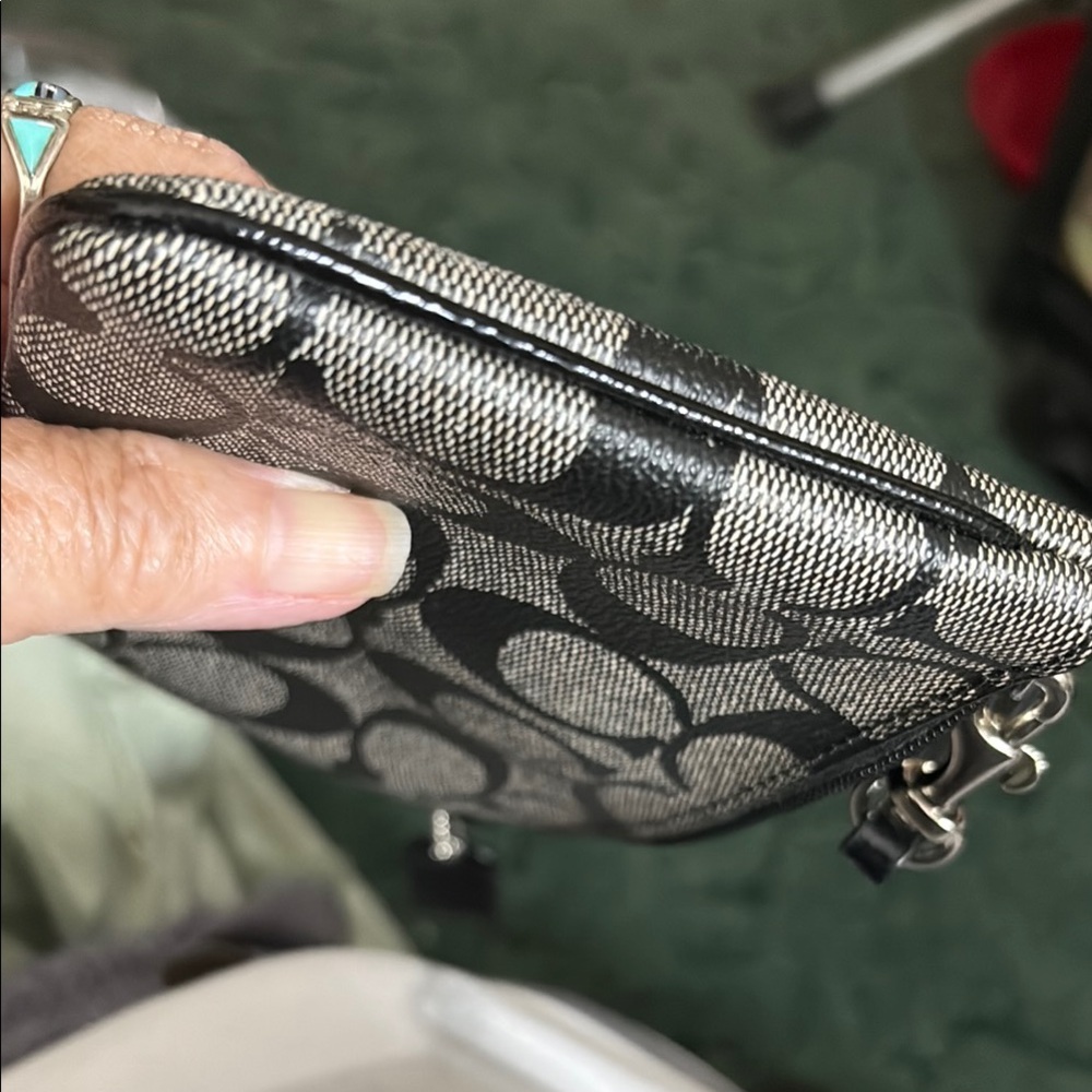 Coach Signature Black and Gray Clutch Wristlet - Picture 7 of 8